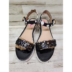 Betsey Johnson Faegan Platform Wedge Sandal Floral Embellished Size 7